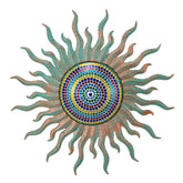 HOBYLUBY sun front view showing colorful mosaic and bold metal rays, enhances wall focal point