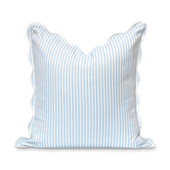Hofdeco Premium front view of baby blue striped pillow cover showing full pattern and zipper