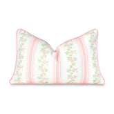 Hofdeco Premium front view of blush pink floral lumbar cover enhances coastal decor