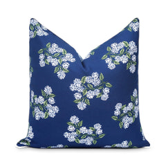 Hofdeco Premium front view showing navy hydrangea print, adds coastal style