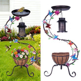 hogardeck front view showing entire 3-in-1 bird bath and feeder, enhances garden charm