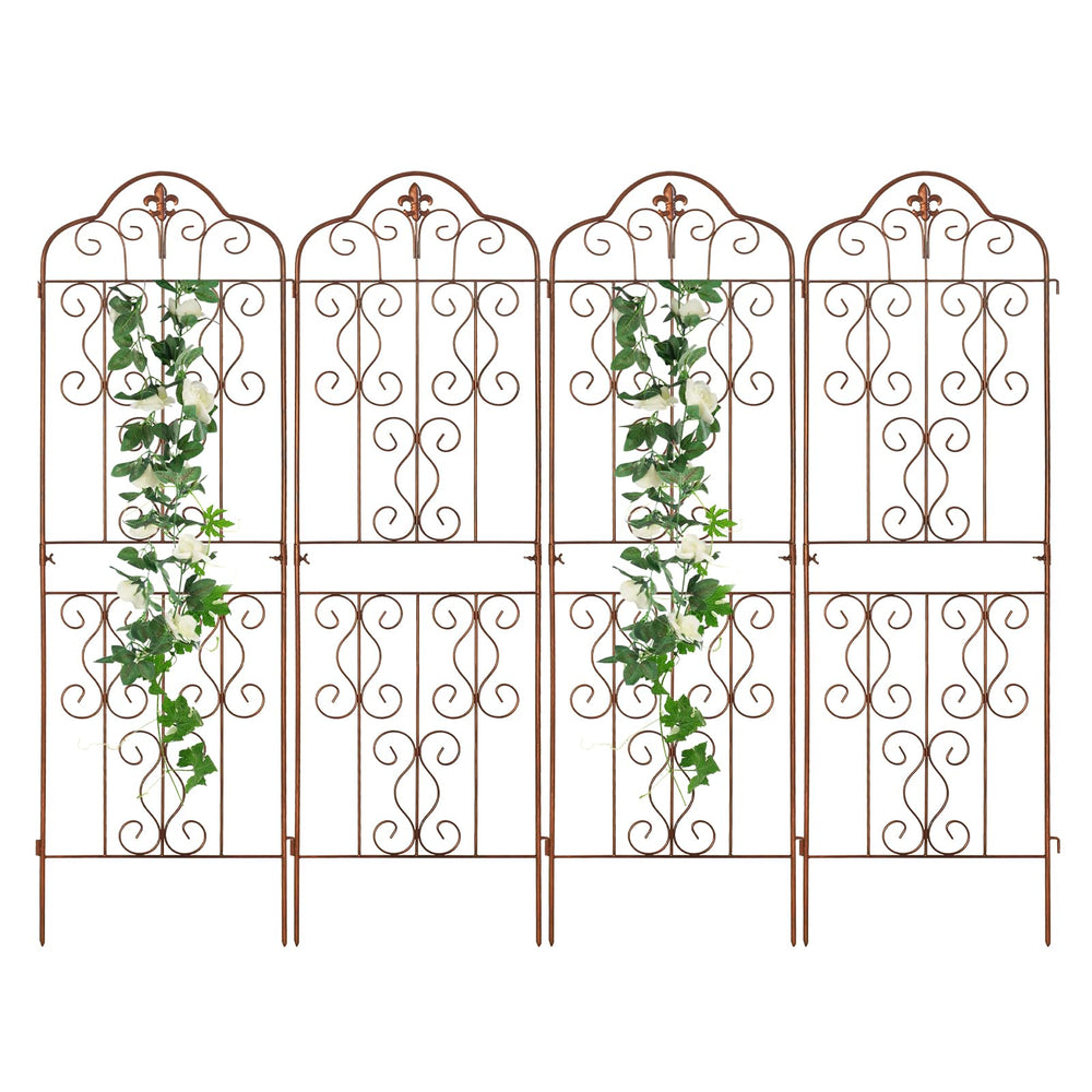 hogardeck front view trellis panel showing decorative bronze finish and sturdy frame benefit adds elegance