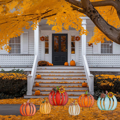 hogardeck pumpkins displayed in planter adding seasonal color benefit