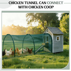 Hogarjal side view with chickens inside showing ventilation and shade benefit