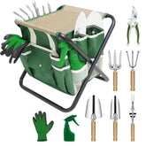 HoHaing front view of full 10-piece kit showing tools and tote for organized gardening