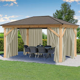 HolidayIdeas front packaging showing six taupe curtain panels and benefits