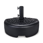 Home Zone Living front view of half-round umbrella base showing compact footprint and brand