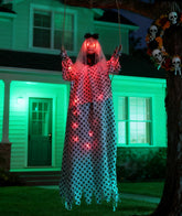 HOMELEX front view hanging ghost creating spooky curb appeal