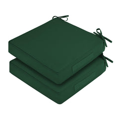 HOMELYSIAN front view of two forest green cushions, durable outdoor style