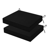 HOMELYSIAN front view of two black patio cushions showing neat finish and instant comfort