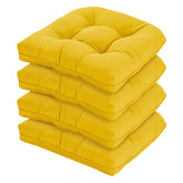 HOMELYSIAN front view of four yellow cushions showing coordinated set and comfort