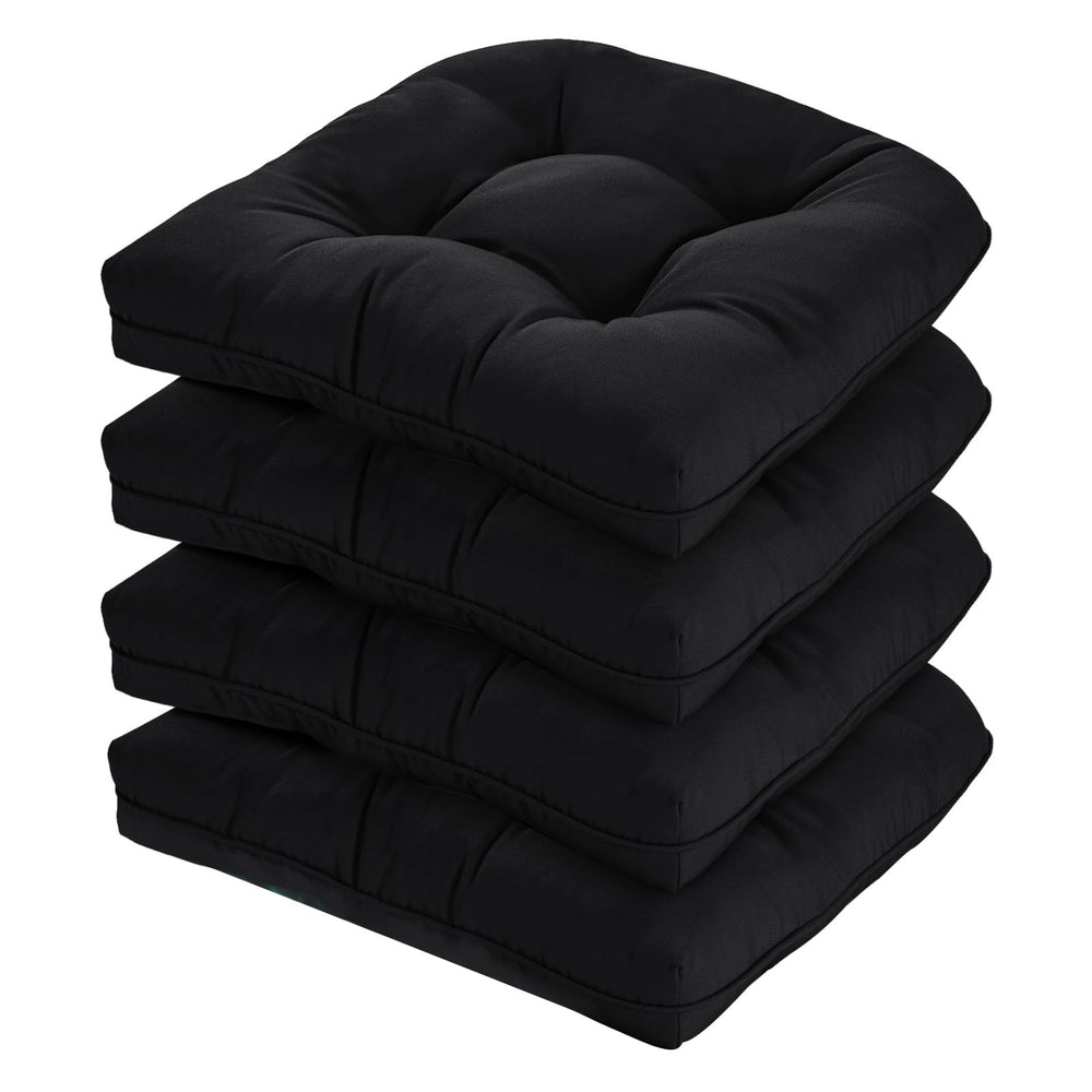 HOMELYSIAN front view of black 19x19 cushion showing neat tufting and clean lines for style
