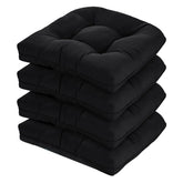 HOMELYSIAN front view of black 19x19 cushion showing neat tufting and clean lines for style