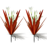 Homight metal agave front view showing rust-style finish and lily for durable garden accent