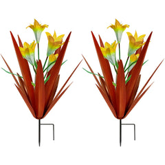 Homight metal agave front view showing sculptural leaves and lily, adds instant garden focal point