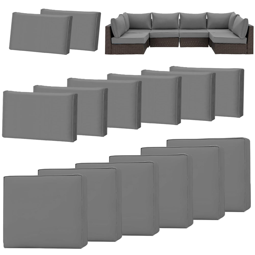 HOMREST front view of grey 14-piece cover set showing neat packaging and fit
