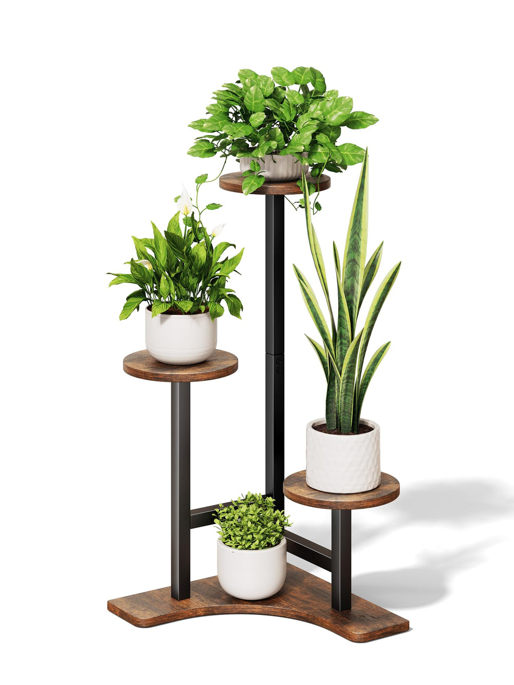 Homsorout front view corner shelf showing three-tier display benefit