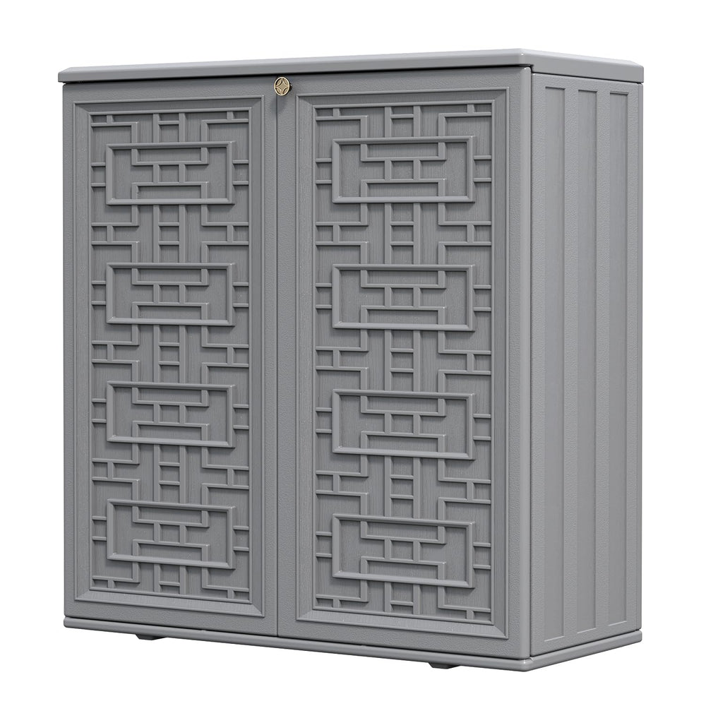 HOMSPARK front view of cabinet showing compact footprint and classic design benefit