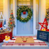 Homydecor coir welcome mat front view showing durable scraping surface and welcome appeal