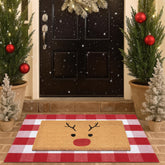 Homydecor coir welcome mat front view showing durable scraping surface