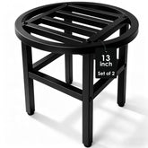 Hongsane front view of assembled metal plant stand showing clean black finish and sturdy legs, durable display