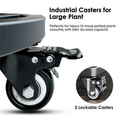 Hongsane plant caddy in use on patio making heavy planter repositioning effortless