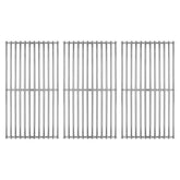 Hongso front view of three 19" stainless grates showing fit and coverage benefits
