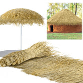 Hoolerry front view of two palm thatch rolls showing full coverage and instant tropical style