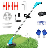 HooSeen front view showing cordless trimmer and wheeled base for stable edging