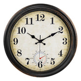 Horizent front-facing 16-inch bronze clock showing clear numerals and vintage appeal