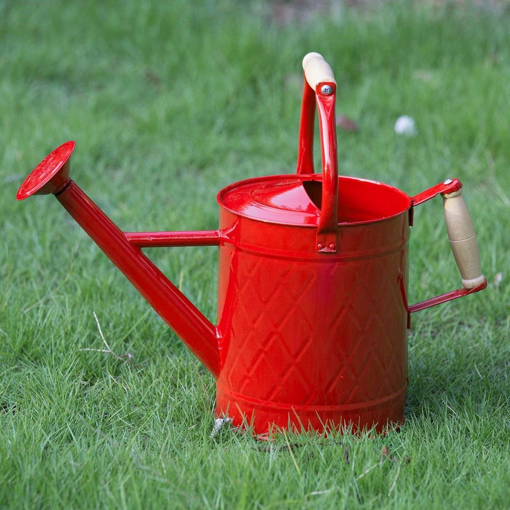 HORTICAN front view red watering can showing elegant design and durability
