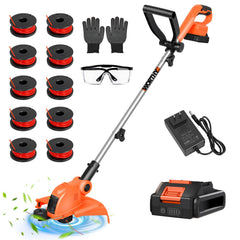 HortiHub front view showing compact cordless trimmer and included accessories for convenience