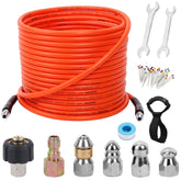HOSEING front packaging showing complete sewer jetter kit and benefit of all-in-one set