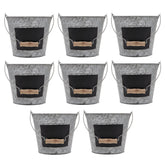 Hosley front view of set of eight buckets showing rustic appeal and versatile decor use