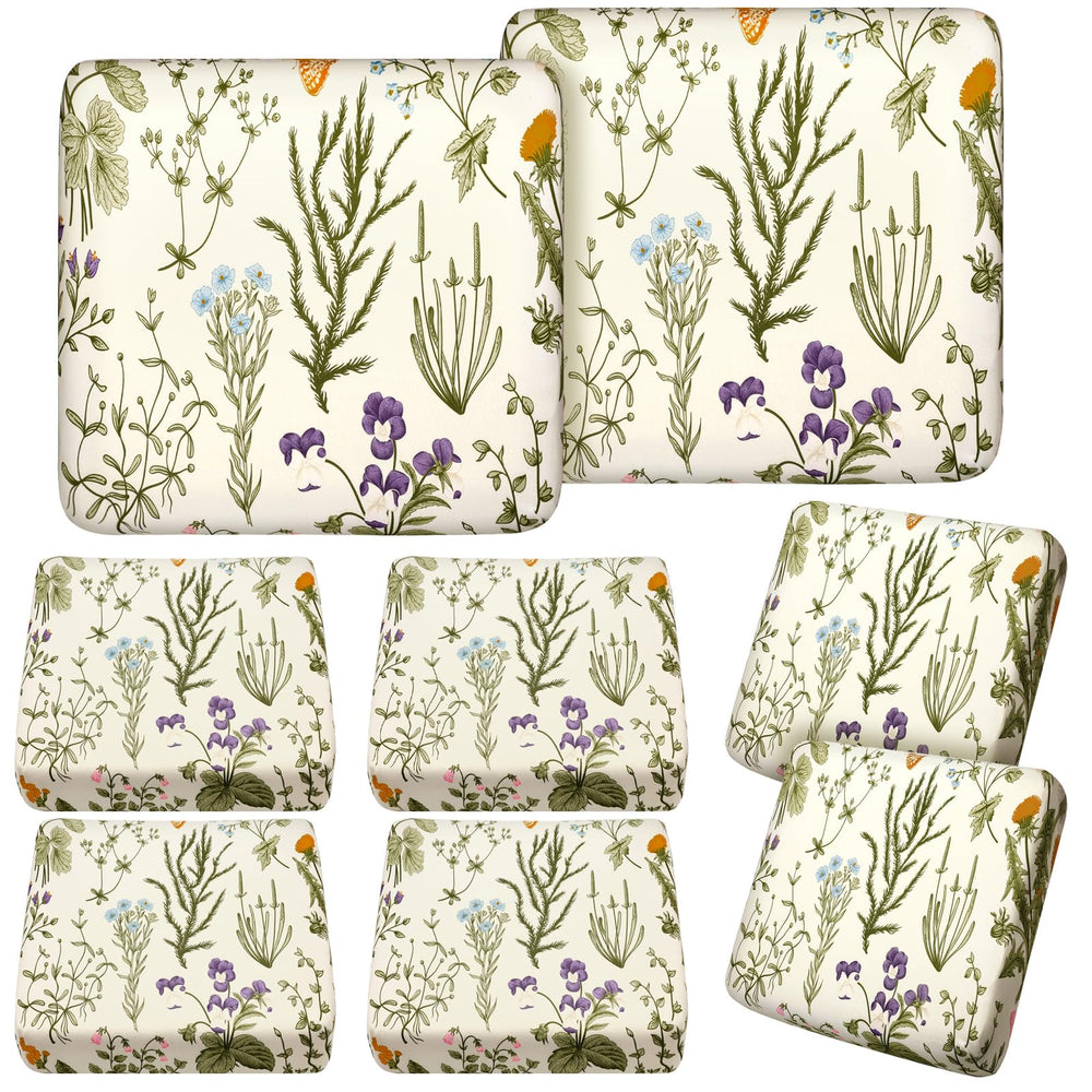 Hosuly front view eight piece set showing matching floral covers and cohesive look