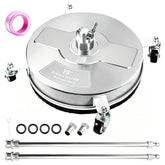 Hourleey front view of 19-inch surface cleaner showing even coverage and stability