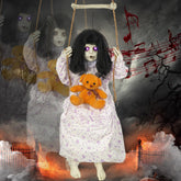 Hourleey hanging girl front view with swing for instant haunted focal point