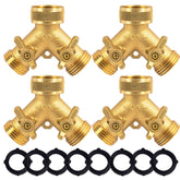 Hourleey front view of solid brass splitter showing durable body and connectors