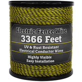 Houseables front spool showing bright yellow-black wire for quick boundary setup and visibility