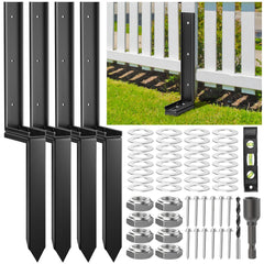 Housolution front packaging showing four separated fence post anchors and components for quick repairs