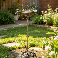 HOUYANG front view of bird bath showing stable pedestal and bowl, attractive focal point