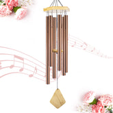Howarmer front view of full 36-inch wind chime showing elegant outdoor accent and deep tone