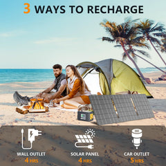 HOWEASY powering lights and phone inside a camping tent for reliable energy