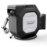 HOZEREEL front view mounted on wall showing neat storage and easy access