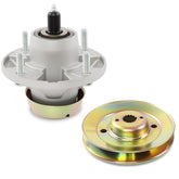 HQPASFY front view of deck spindle assembly showing mounting holes and durable finish for reliable fit
