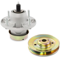 HQPASFY front view of deck spindle assembly showing mounting holes and durable finish for reliable fit
