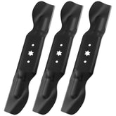 HQPASFY front view of three-blade pack showing fit for 60-inch decks and easy replacement benefit