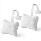 Hugabow front view showing two large headrest pillows and benefits for comfort
