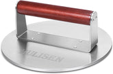 HULISEN front view of stainless steel press showing wide 8.5-inch face and clean finish for even cooking