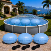 Hungdao front view of three inflatable pool pillows showing full pack benefits